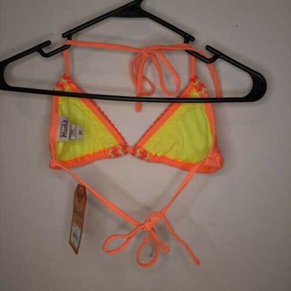 NWT Mudd XS Crochet Neon Orange Bikini Swimsuit Bathing Suit Separates TOP ONLY - Picture 2 of 9